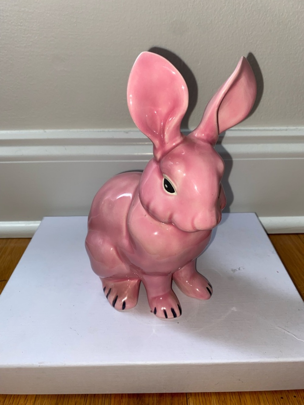 Pink Ceramic Bunny Figurine - Decorative Home Accent
